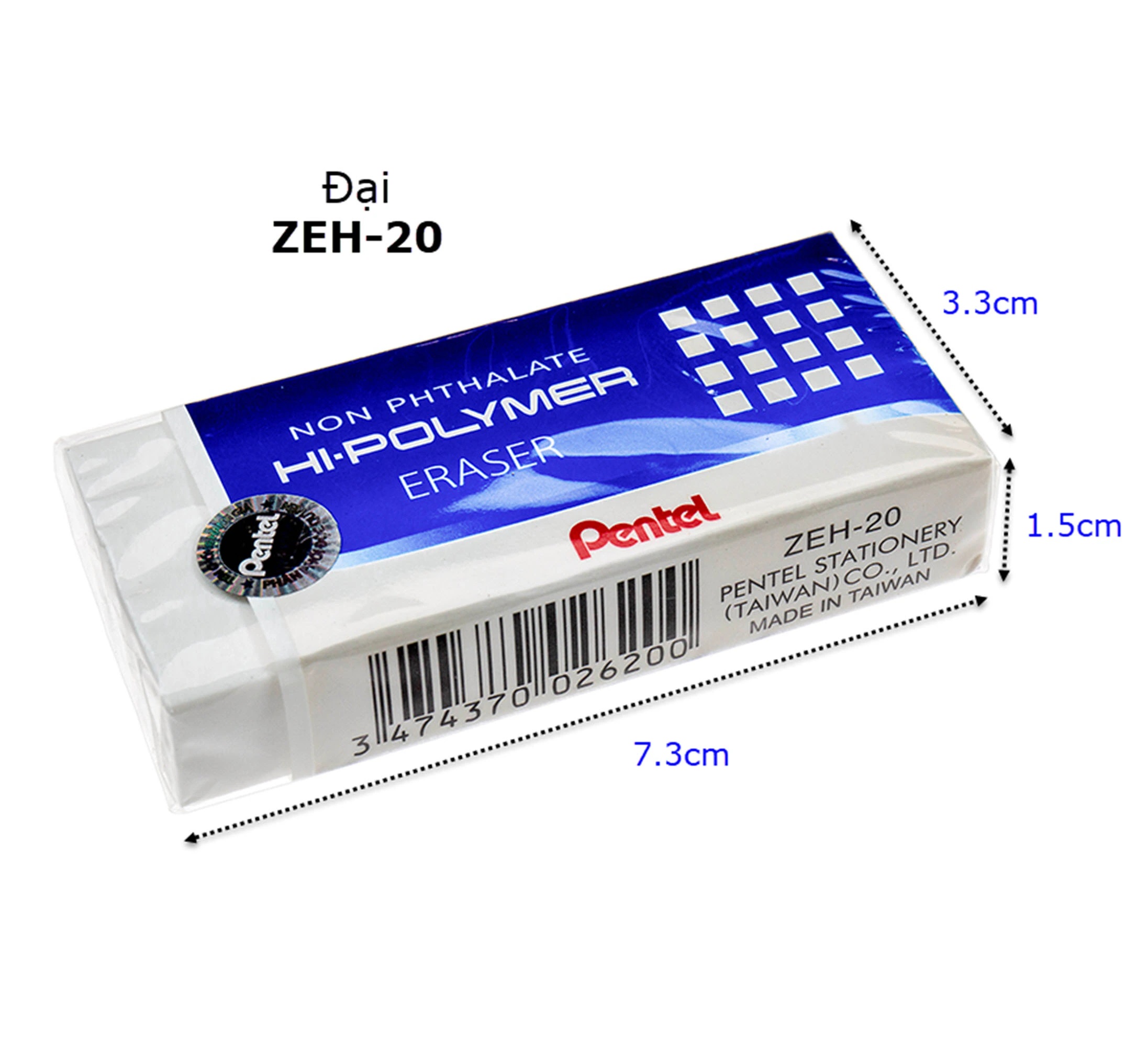 Gôm Pentel ZEH-20 trắng, tẩy, văn phòng phẩm