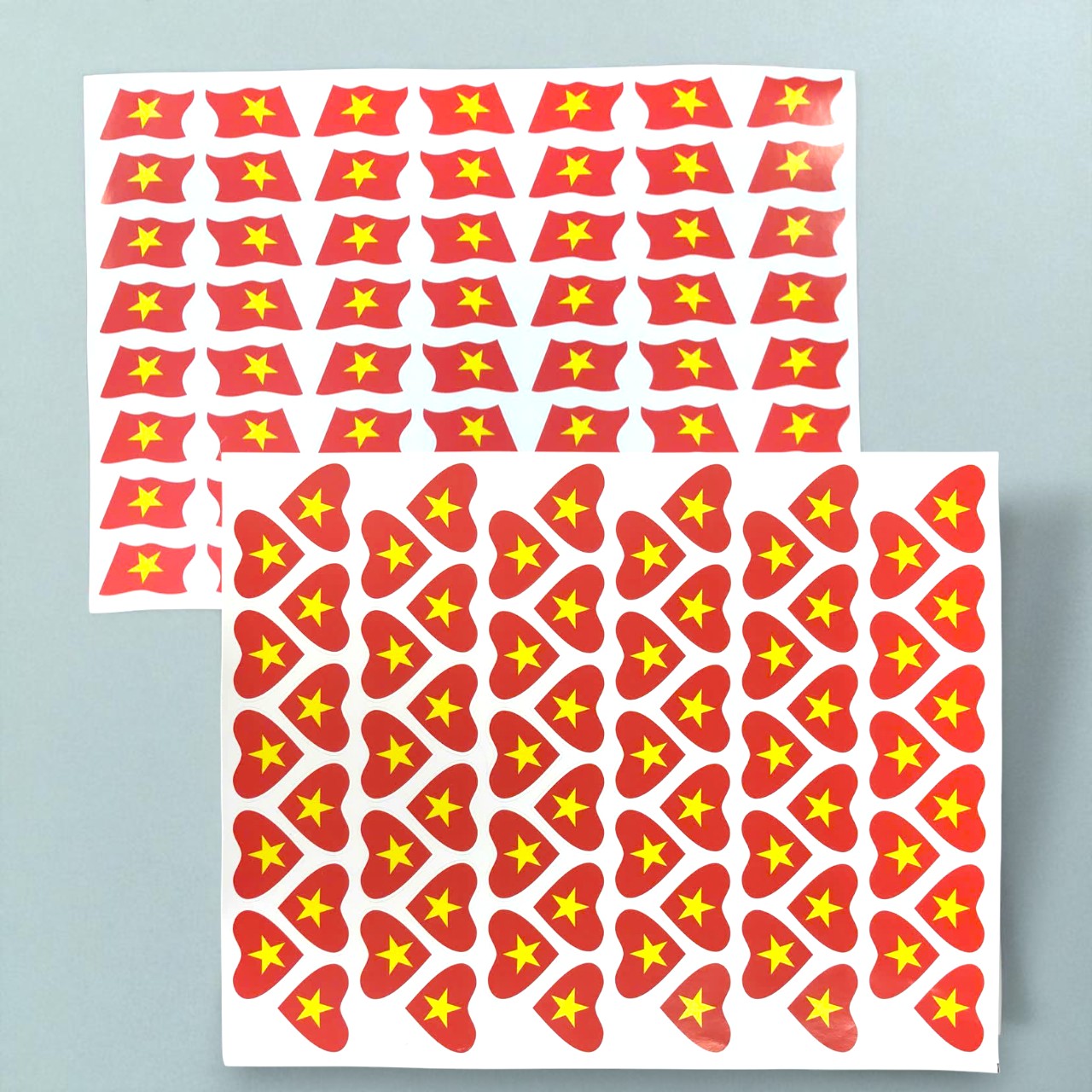 Set sticker decal lá cờ / trái tim dán mặt tờ A3