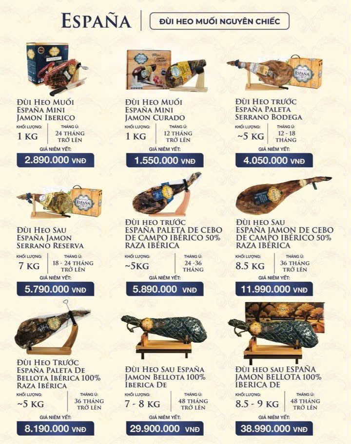 Đùi heo muối Tây Ban Nha (Jamón) .