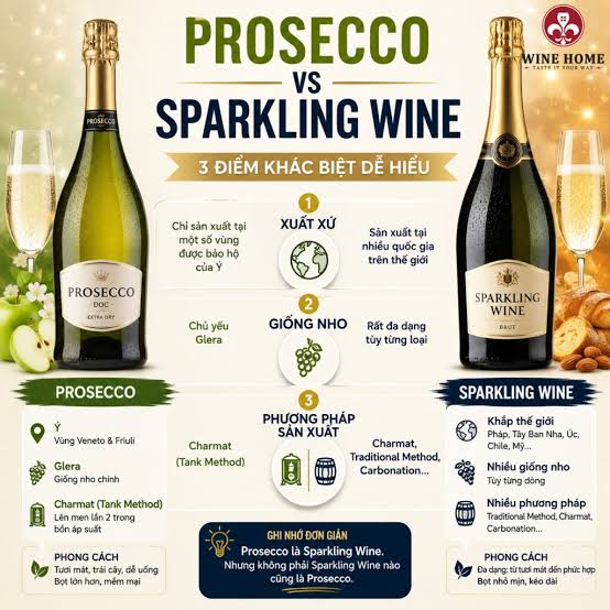 Cách phân biệt Prosecco và Champagne?