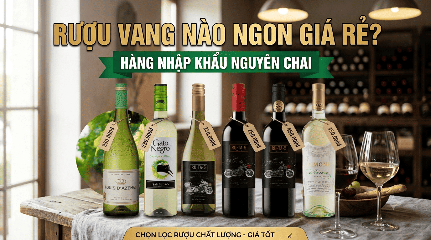 Rượu vang nào ngon giá rẻ ? Hàng nhập khẩu nguyên chai.