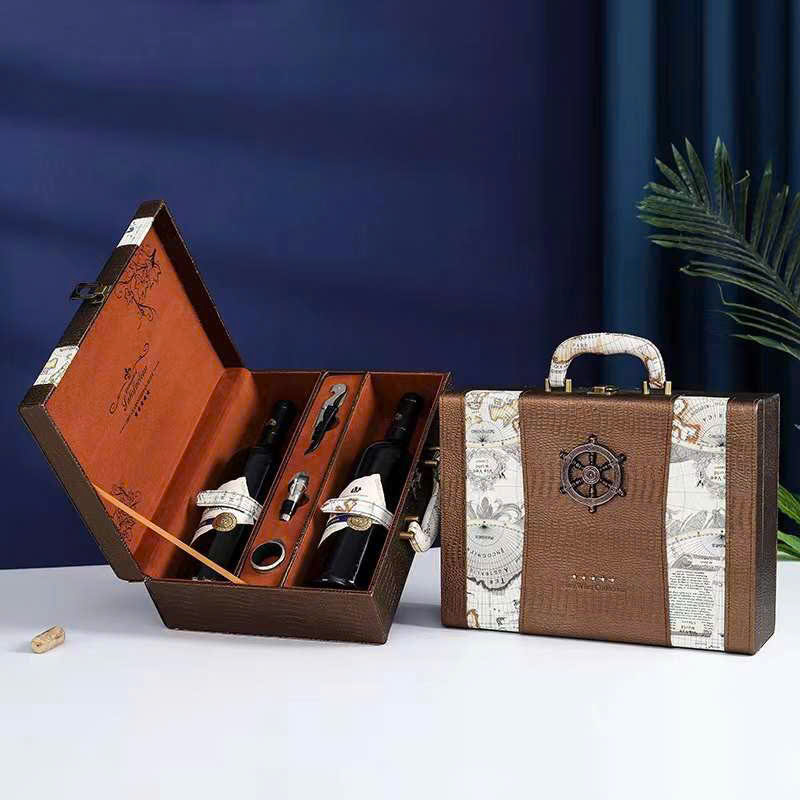 Hộp đựng 2 chai rượu vang dạng Vali