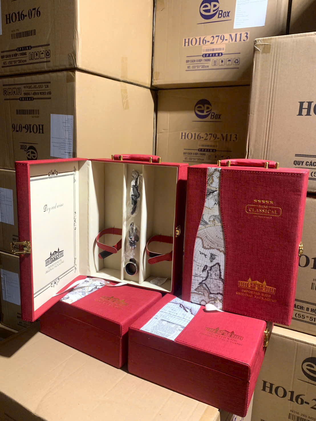 Hộp đựng rượu vang 2 chai đứng