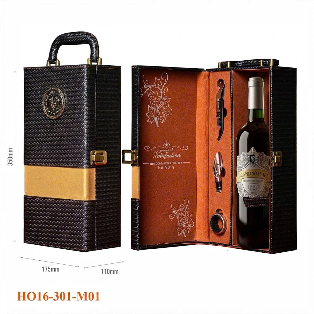 Hộp da 1 chai đựng rượu vang