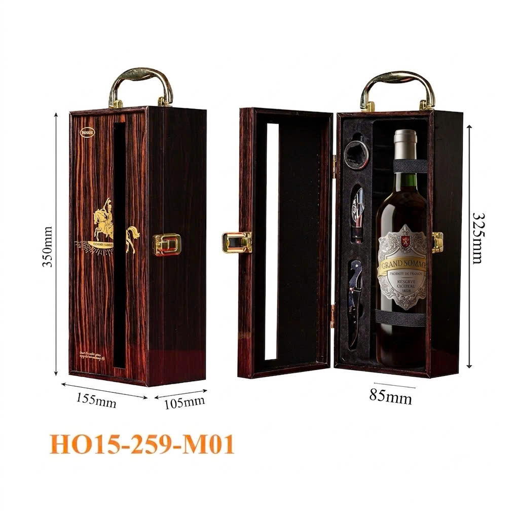 Hộp da 1 chai đựng rượu vang