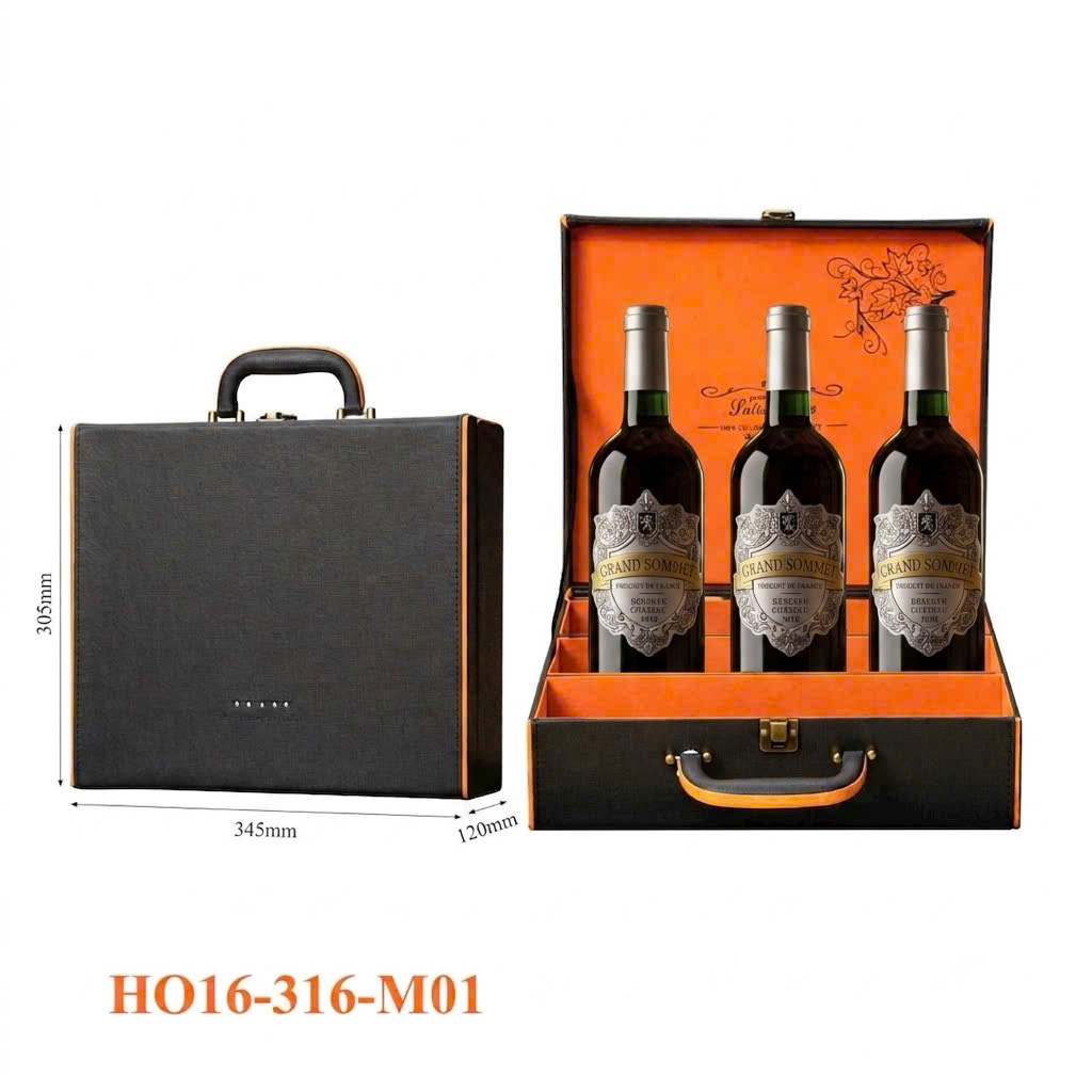 Hộp đựng rượu vang 3 chai