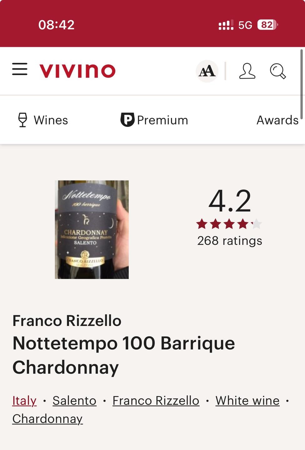 Rượu vang Nottetempo Chardonnay