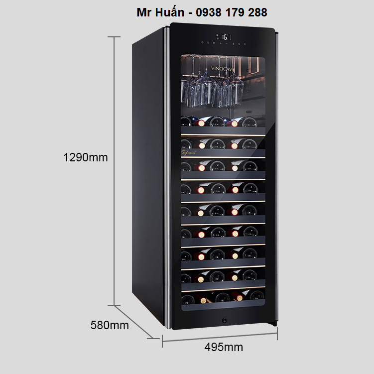 Tủ bảo quản rượu vang 85 chai mặt kính.