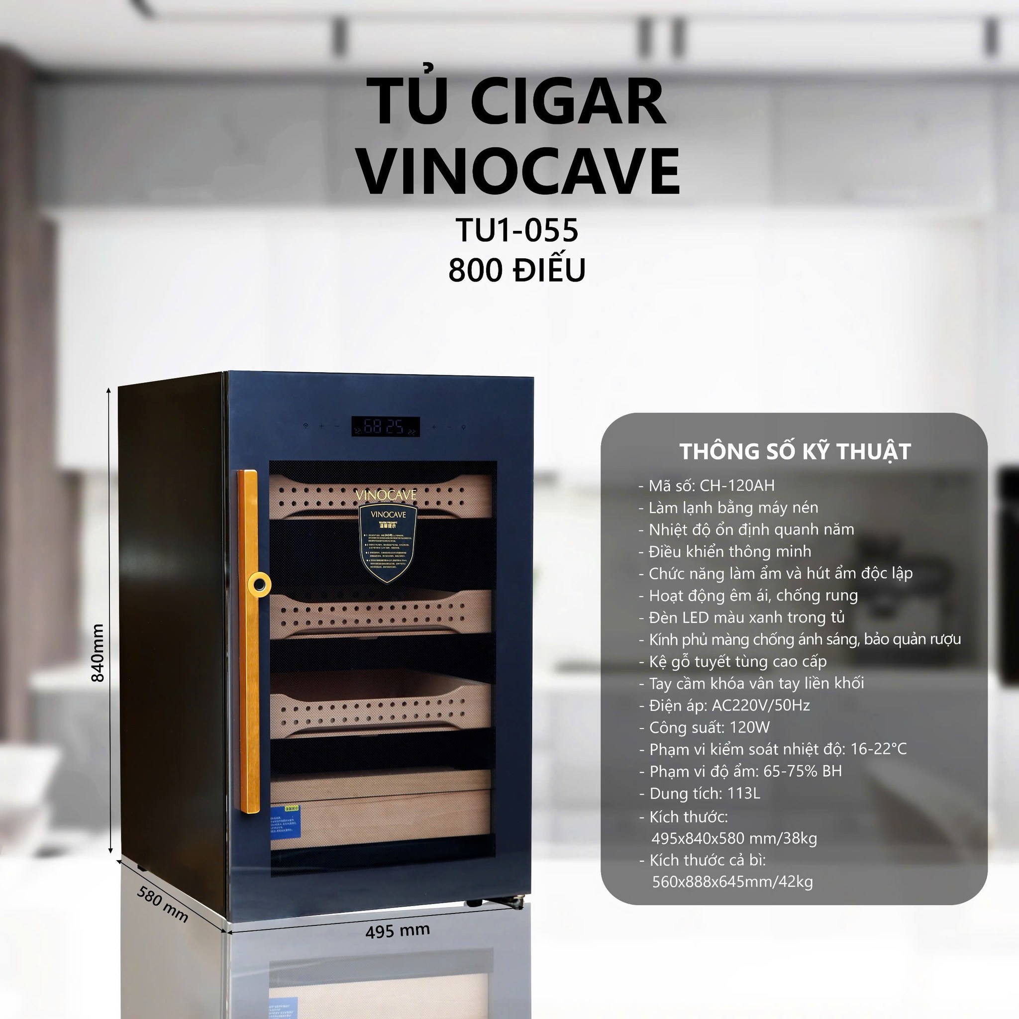 Tủ Cigar 800 điếu Vinocave