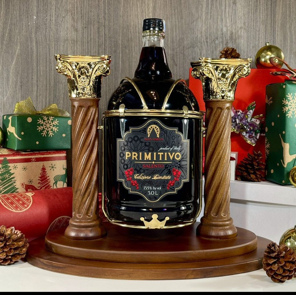 Rượu vang Primitivo Salento 3L + kệ gỗ