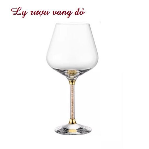 Ly rượu vang pha lê chân vàng