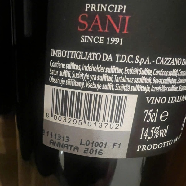 Rượu vang Sani Grande Gioia Primitivo Riserva 2016