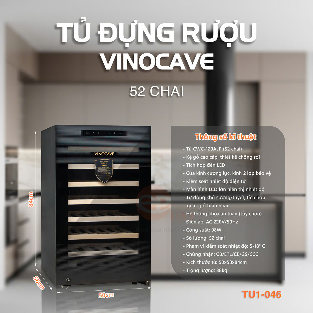 Tủ bảo quản rượu vang 12-28-52-120 chai .
