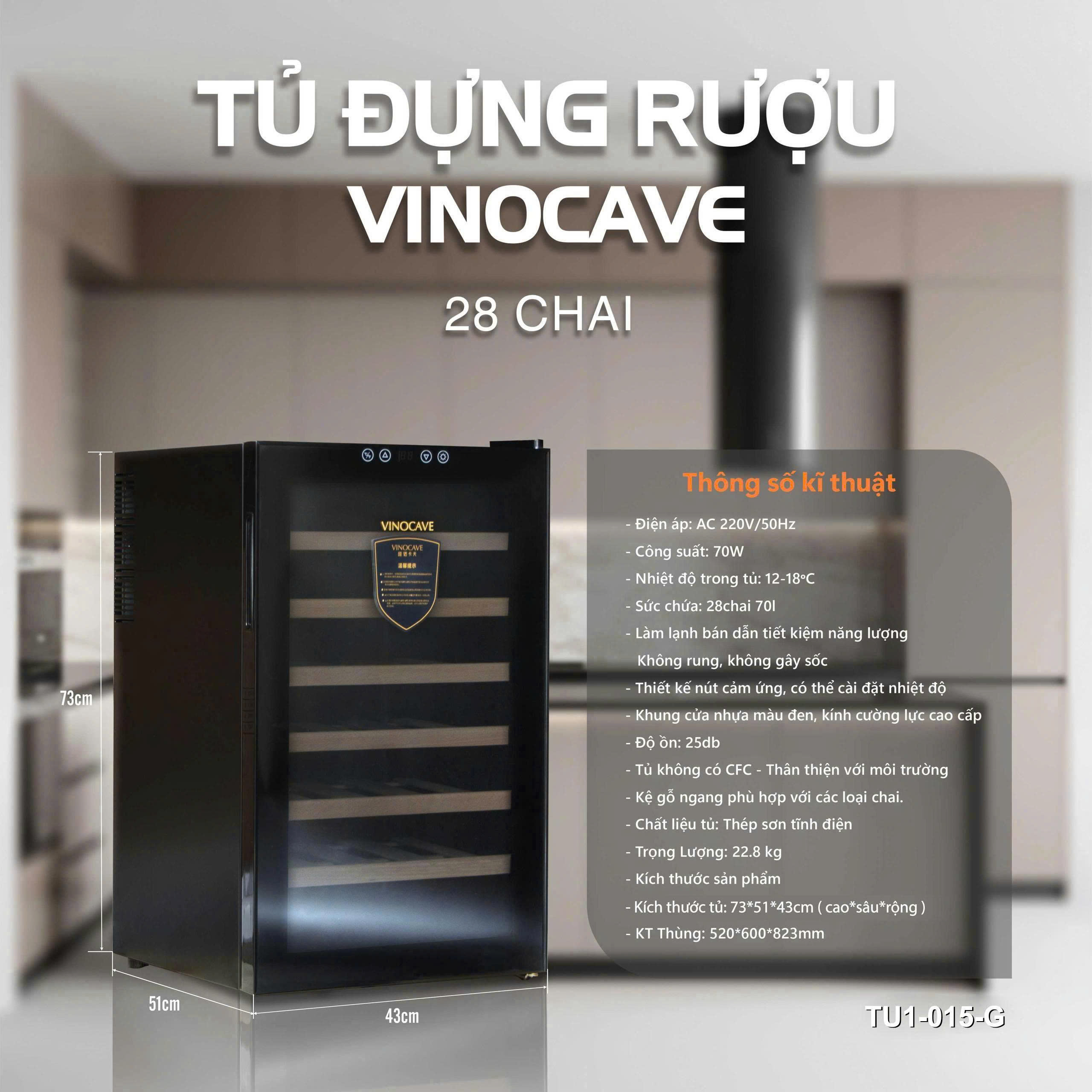 Tủ bảo quản rượu vang 12-28-52-120 chai .