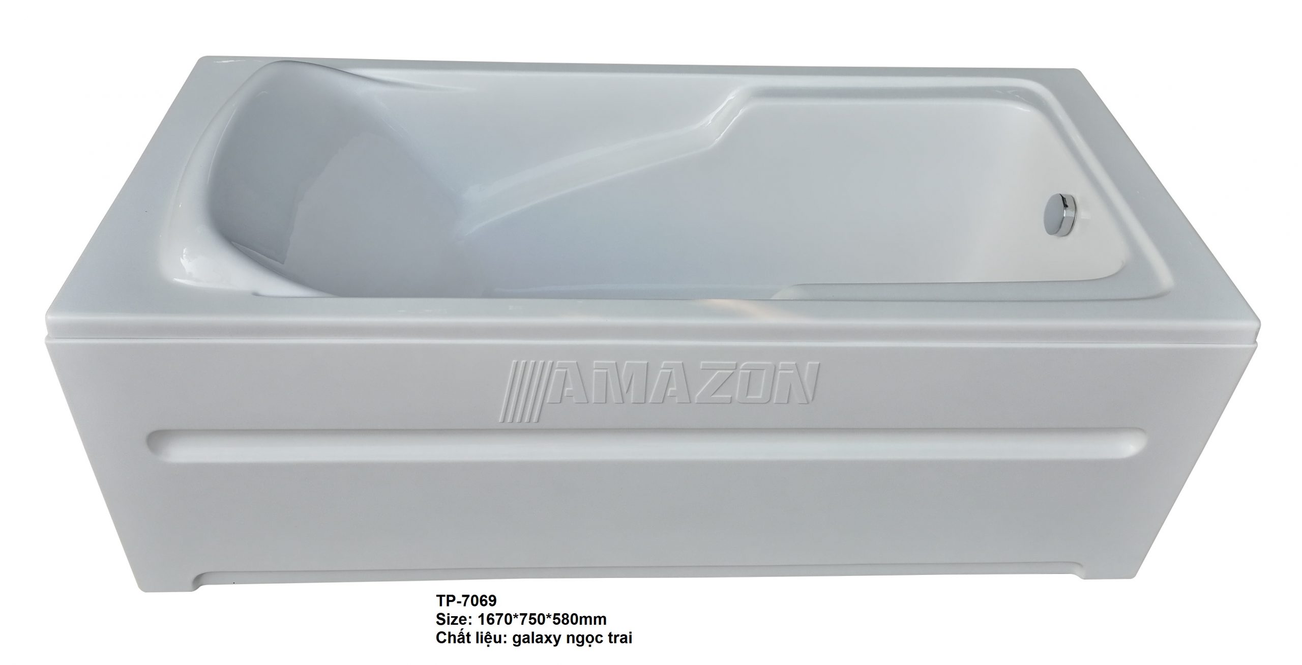 TP7069 - BỒN TẮM NGÂM HÌNH CHỮ NHẬT 3 MẶT YẾM CÓ CHỮ