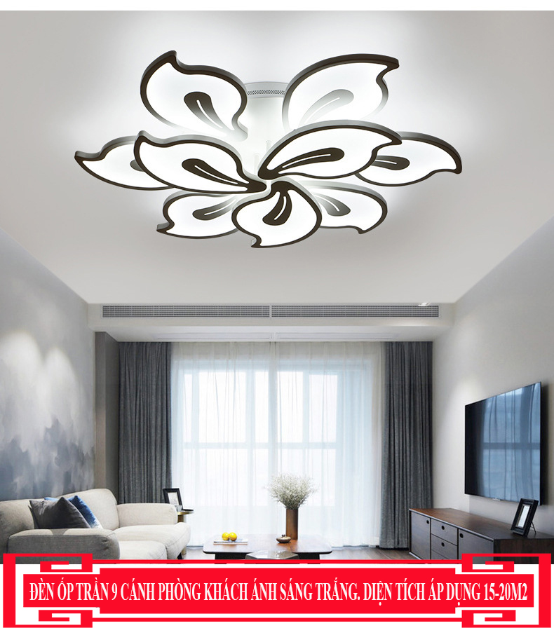 OT005 - 9 - Đèn chùm ốp trần 9 cánh cao cấp đường kính 60cm