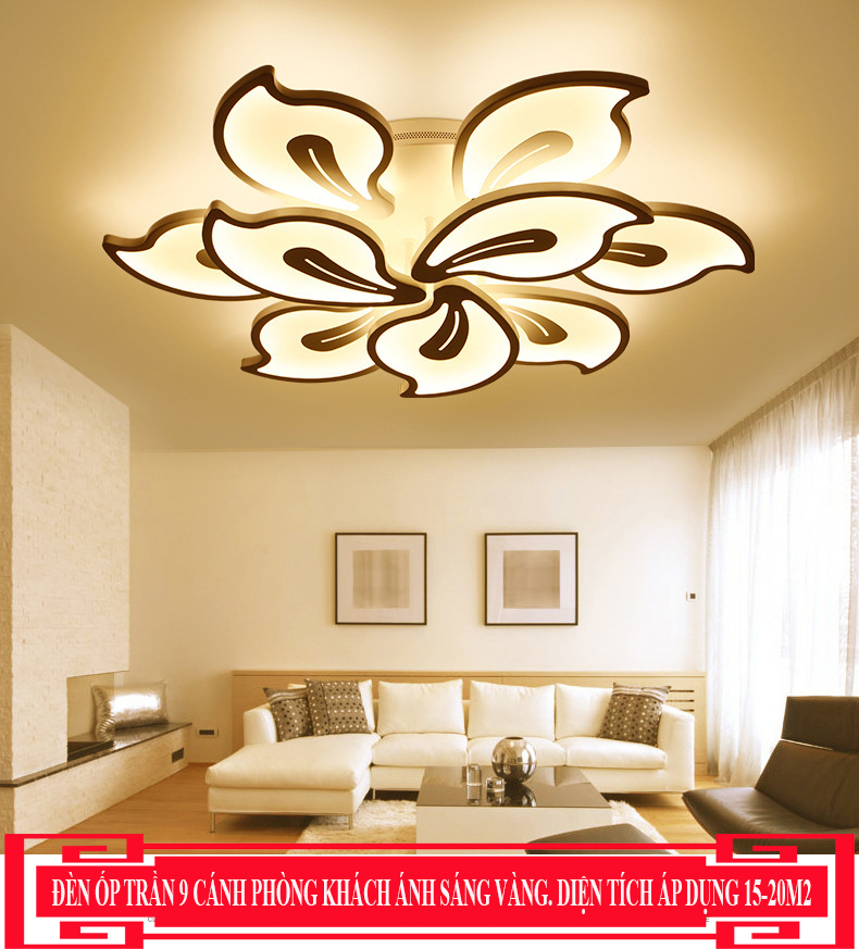 OT005 - 9 - Đèn chùm ốp trần 9 cánh cao cấp đường kính 60cm