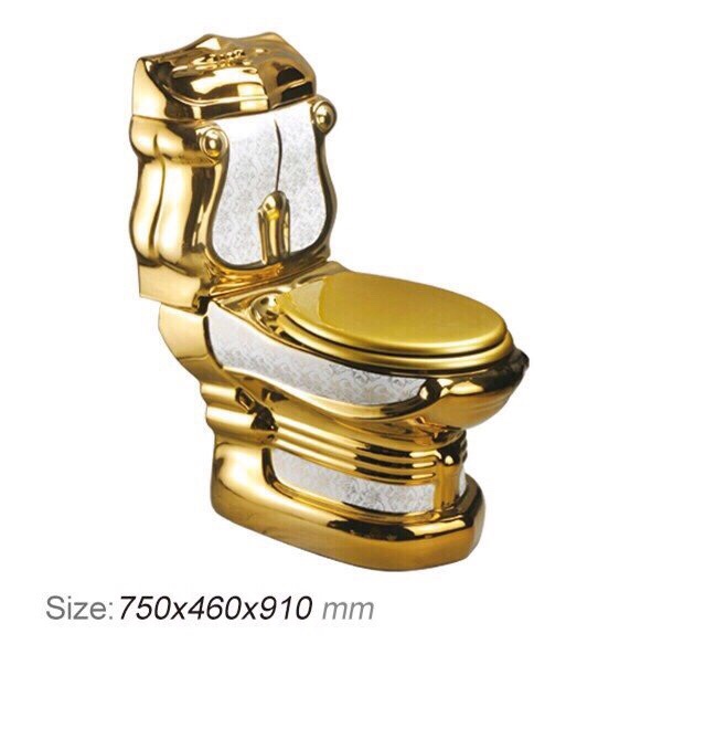 KH1098 - Bồn cầu hoa văn vàng cổ điển cao cấp