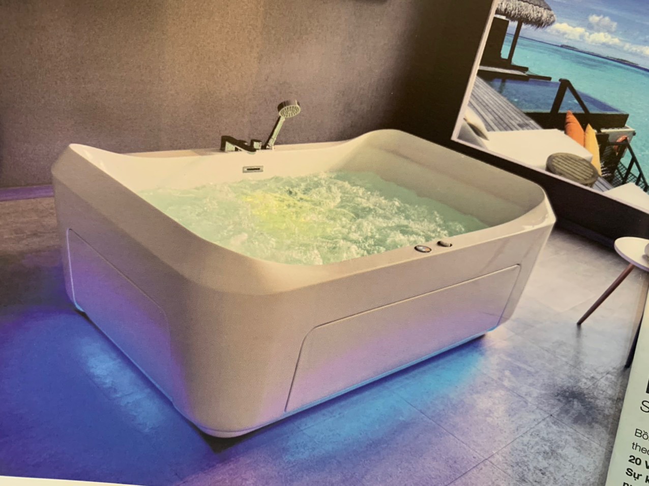 MW8123-180.2MS - Bồn tắm massager cao cấp, chất liệu Acrylic. Kích thước: 1800 x 1200 x 700(mm)