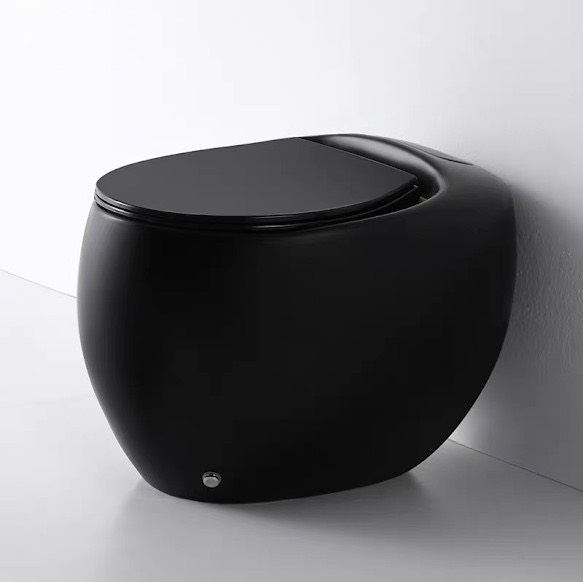 KA3989 - Bồn cầu trứng đen nung nano, cảm ứng đá chân xả nước