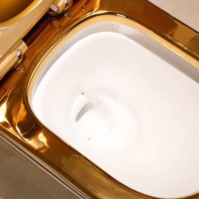 KH1060 - Bồn cầu liền khối sứ nung tráng men nano  vàng cao cấp