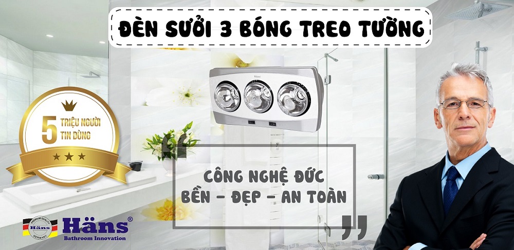 H3B - Đèn Sưởi Nhà Tắm Hans 3 Bóng H3B
