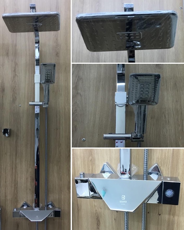 SC3321 - Sen cây nhiệt độ vuông đồng mạ crom bóng cao cấp