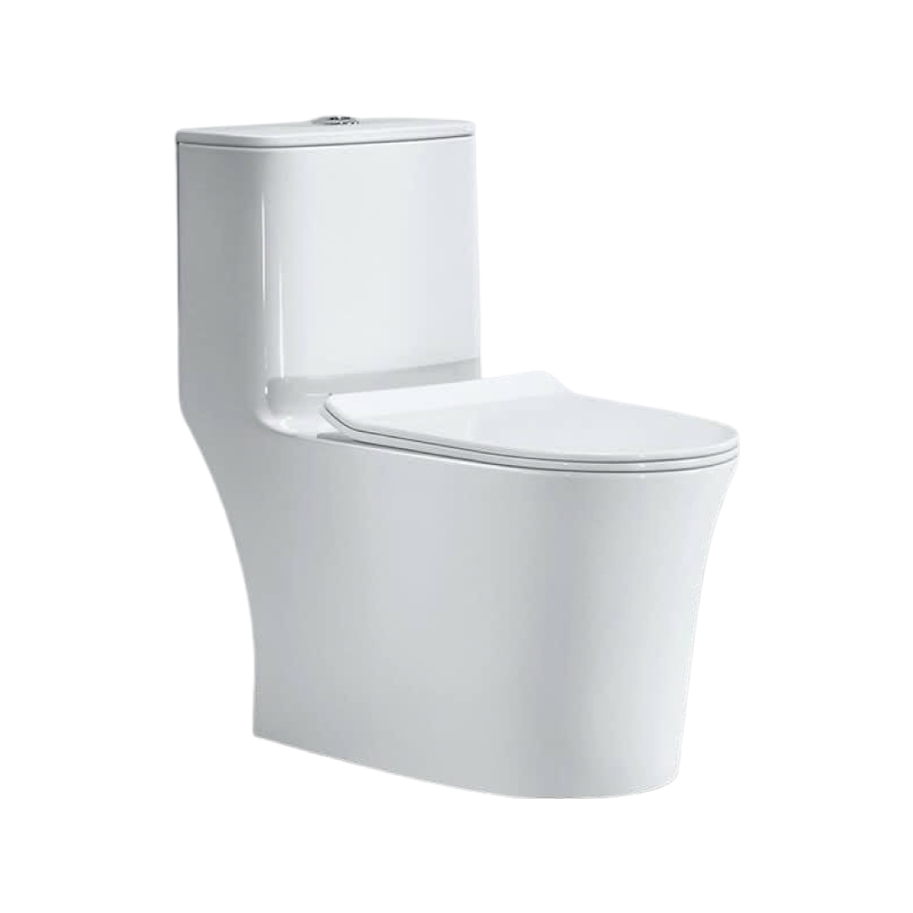 KA6025 - Bồn cầu liền khối trắng, men nano tuyết chống bám dính, nắp UF chông xước, bộ xả cao cấp, nước xả mạnh và êm.