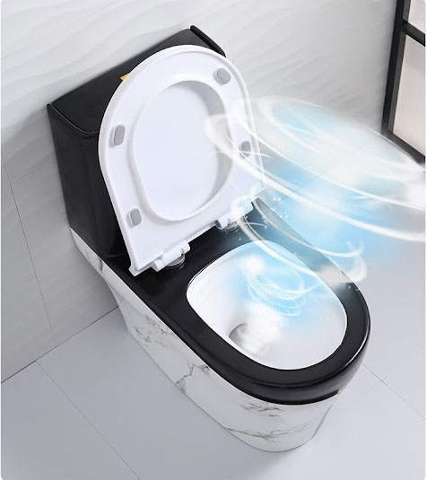 KA603 - Bồn cầu liền khối sứ nung tráng men đen trắng cao cấp