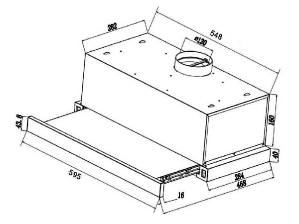 Máy hút khử mùi cao cấp Sevilla SV600SYP. Kích thước  600 x 500 x 200 mm (DxRxC)