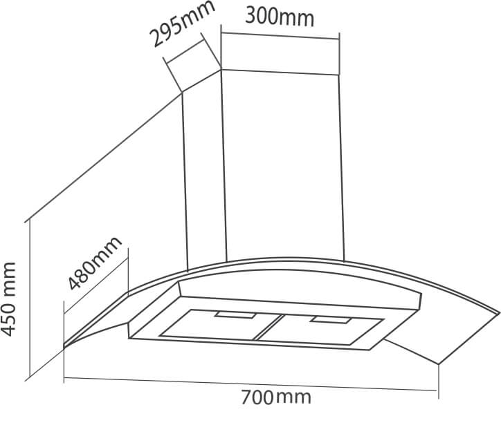 Máy hút khử phím cơ đèn led cao cấp Sevilla SV170. Kích thước 700x500x700mm (DxRxC)