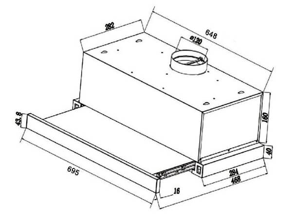 Máy hút khử cảm ứng cao cấp Sevilla SV700S PRO. Kích thước  700 x 500 x 220 mm (DxRxC)