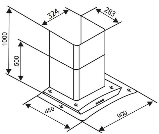 Máy hút khử mùi Sevilla SV-790. Kích thước 700 x 360 x  (700-1040)mm (DxRxC)