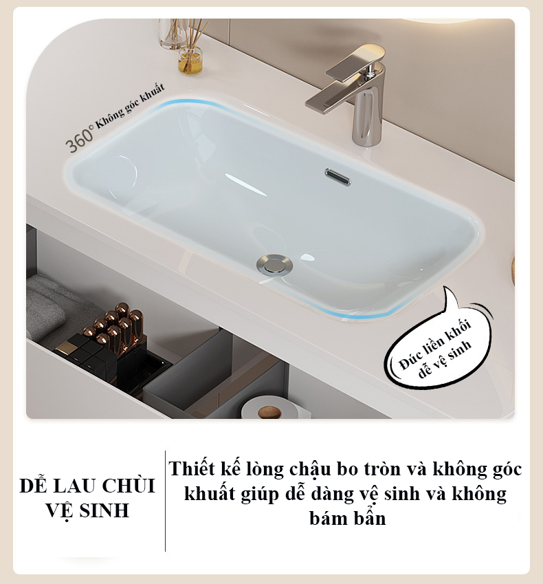 TC190 - Tủ chậu nhựa Plywood + Tủ gương led sấy + Vòi nóng lạnh cao cấp - Hàng nhập khẩu nguyên bộ