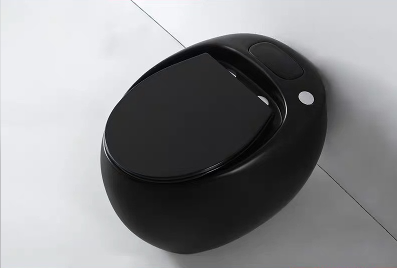 KA3989 - Bồn cầu trứng đen nung nano, cảm ứng đá chân xả nước