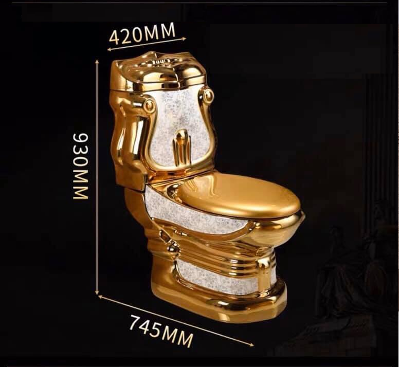 KH1098 - Bồn cầu hoa văn vàng cổ điển cao cấp