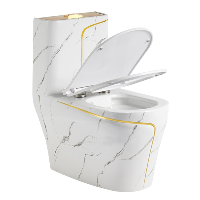 KA601 - Bồn cầu liền khối, sứ nung tráng men trắng vàng cao cấp