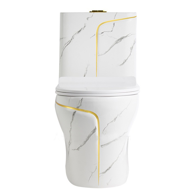 KA601 - Bồn cầu liền khối, sứ nung tráng men trắng vàng cao cấp