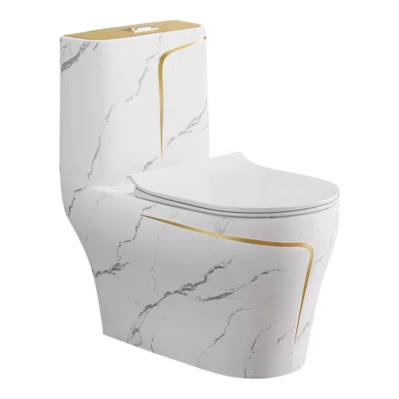 KA601 - Bồn cầu liền khối, sứ nung tráng men trắng vàng cao cấp