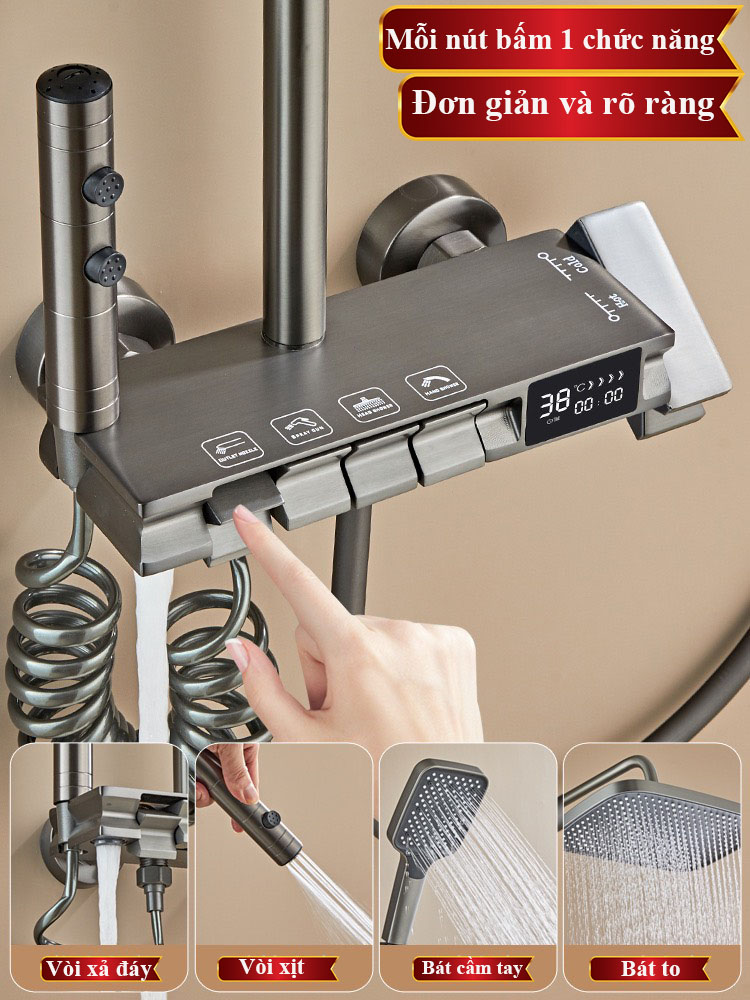 SC73 - Sen cây bàn phím ghi xám, màn hình hiển thị led