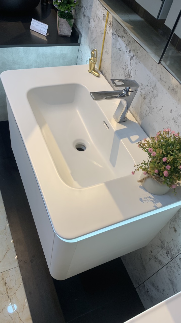 TC190 - Tủ chậu nhựa Plywood + Tủ gương led sấy + Vòi nóng lạnh cao cấp - Hàng nhập khẩu nguyên bộ