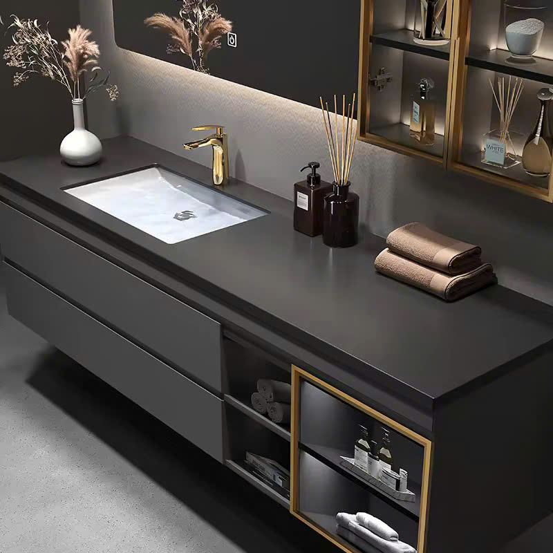 TC09K - Tủ chậu nhựa PVC đặc chịu nước màu ghi xám, mặt chậu đá đen kết hợp lòng chậu sứ nung, hàng đặt theo yêu cầu, kích thước và màu sắc tùy chọn. LH để được giá tốt: 0975.296.975