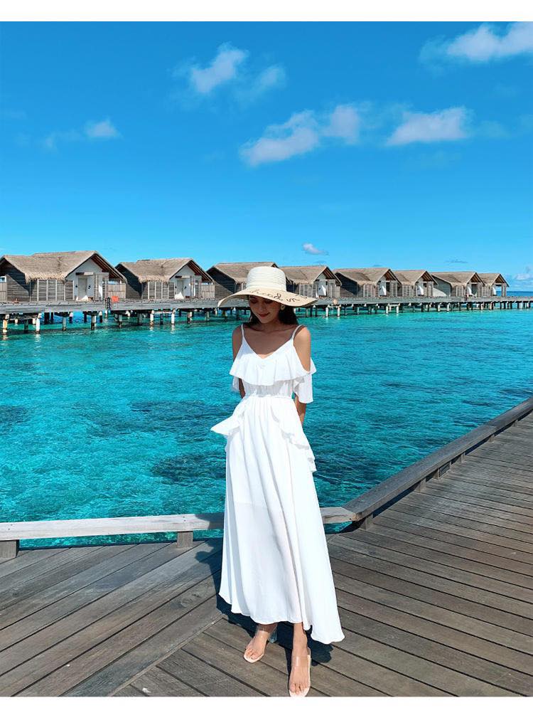 Top những mẫu váy maxi trắng đi biển tuyệt đẹp
