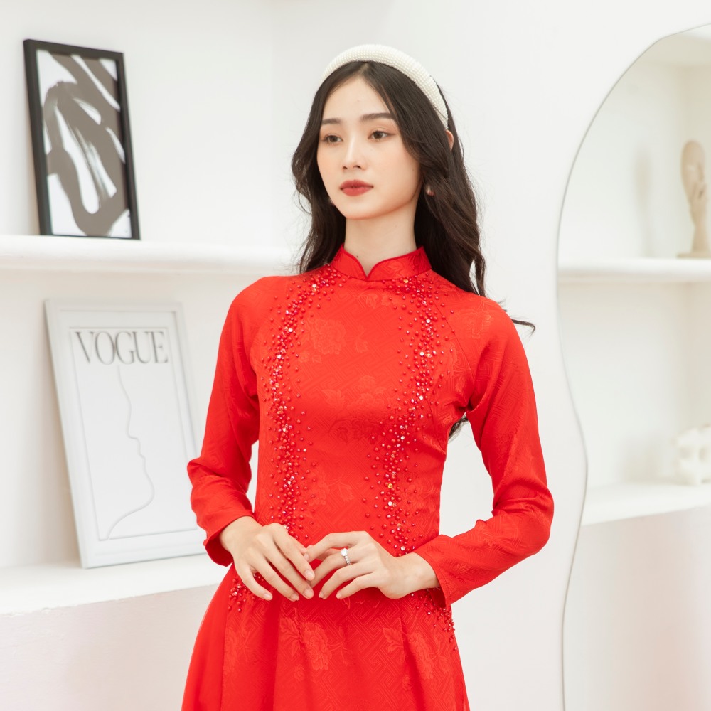 Top 5 mẫu áo dài cô dâu màu đỏ giá rẻ cực xinh và duyên dáng