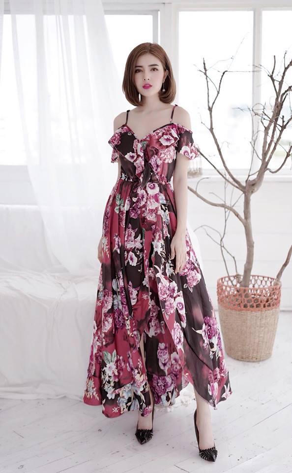 Váy maxi đi biển thiết kế vải lanh thái/voan kèm lót - Đầm maxi đi biển cao  cấp - Đầm, váy nữ | ThờiTrangNữ.vn