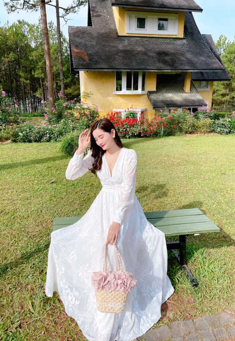 Váy boho trắng thêu hoa kiểu dáng vintage HÀNG CHINA ORDER | Shopee Việt Nam