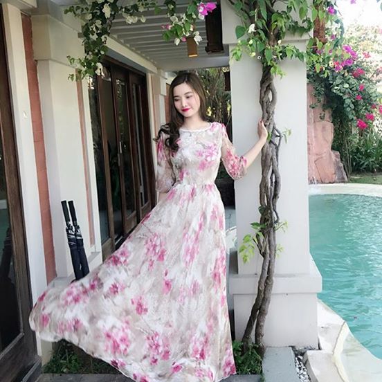 Đầm Maxi Hoa Buộc Yếm NK Fashion Hóa Thành Nàng Thơ Dịu Dàng Nữ Tính  NKDV2302004