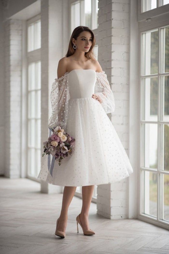 Váy cưới ngắn màu trắng AC616