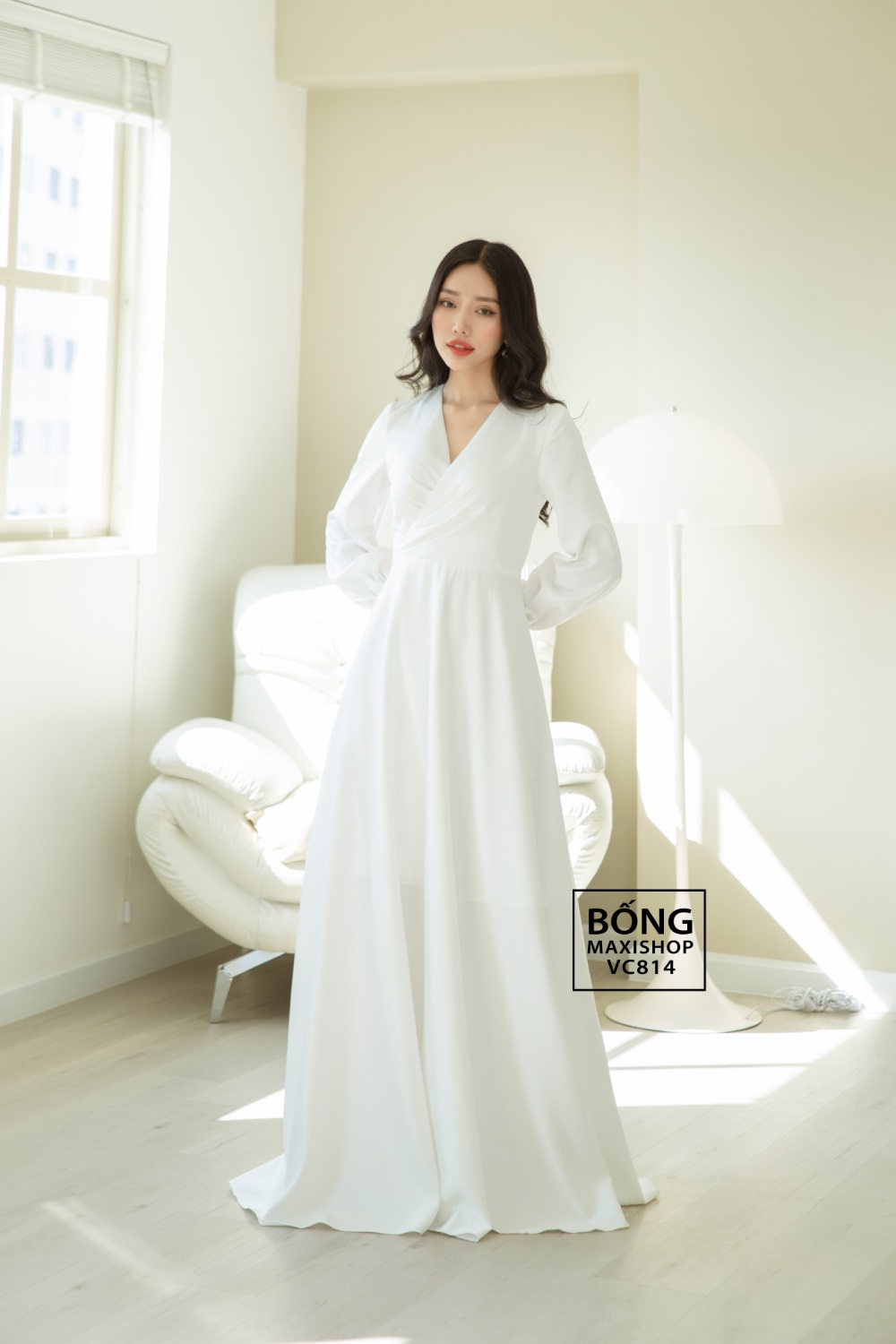 Váy satin buộc dây - Màu trắng - Ladies | H&M VN