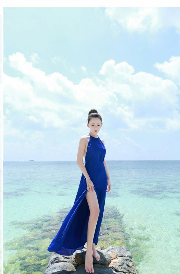 Váy đi biển màu xanh dương kín đáo  Mẫu Mới  Đang Sale 470k
